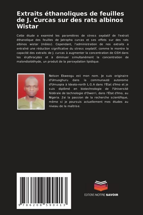 Produktbild: Extraits &eacute;thanoliques de feuilles de J. Curcas sur des rats albinos Wistar