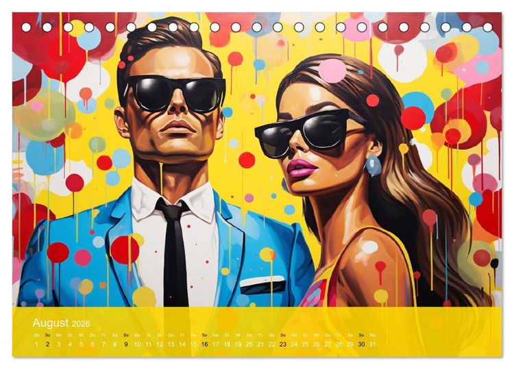 Produktbild: Pop-Art. Eine Reise in coolen Illustrationen (Tischkalender 2026 DIN A5 quer), CALVENDO Monatskalender