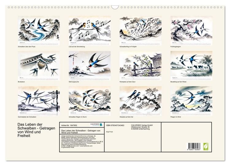 Produktbild: Das Leben der Schwalben - Getragen von Wind und Freiheit (Wandkalender 2026 DIN A2 quer), CALVENDO Monatskalender