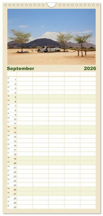 Produktbild: Familienplaner 2026 - Roadtrip in Namibia mit 5 Spalten (Wandkalender, 21 x 45 cm) CALVENDO