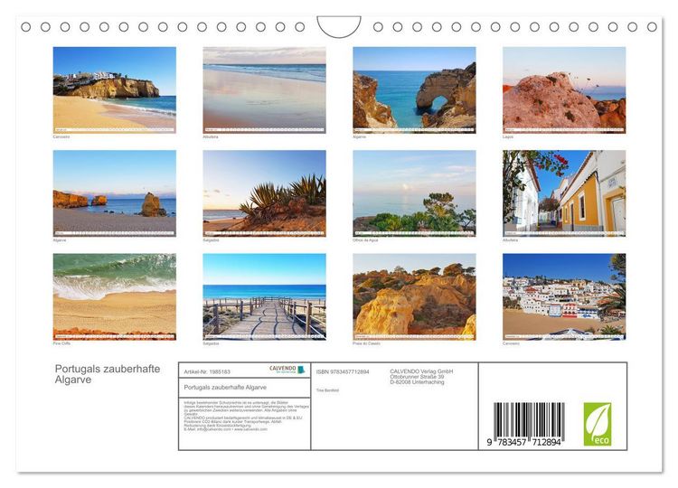 Produktbild: Portugals zauberhafte Algarve (Wandkalender 2026 DIN A4 quer), CALVENDO Monatskalender