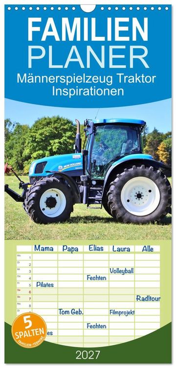 Produktbild: Familienplaner 2027 - M&auml;nnerspielzeug Traktor Inspirationen mit 5 Spalten (Wandkalender, 21 x 45 cm) CALVENDO