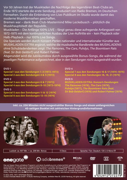 Produktbild: Musikladen - Die Anf&auml;nge 100% LIVE [5 DVDs im Schuber]