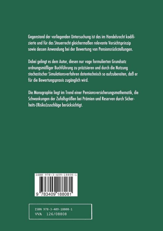 Produktbild: Vorsichtsprinzip und Pensionsr&uuml;ckstellungen