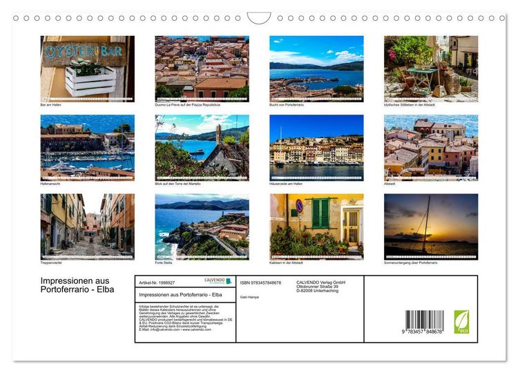 Produktbild: Impressionen aus Portoferrario - Elba (Wandkalender 2026 DIN A3 quer), CALVENDO Monatskalender