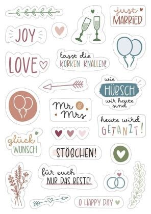 Produktbild: Brunnen Sticker-Set Hochzeit