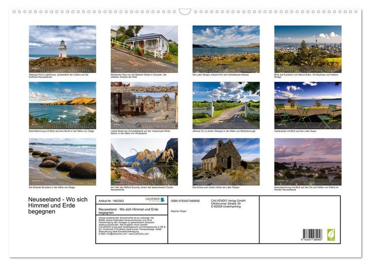 Produktbild: Neuseeland - Wo sich Himmel und Erde begegnen (Wandkalender 2026 DIN A2 quer), CALVENDO Monatskalender
