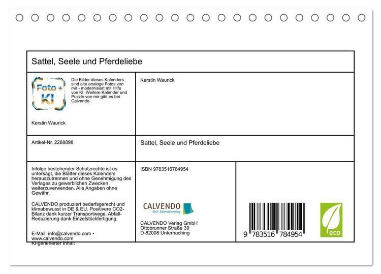 Produktbild: Sattel, Seele und Pferdeliebe (Tischkalender 2027 DIN A5 quer), CALVENDO Monatskalender