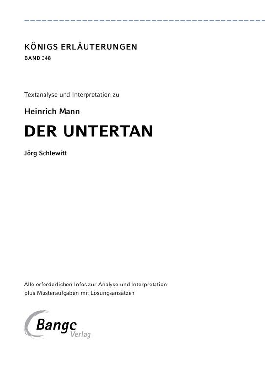 Produktbild: Der Untertan von Heinrich Mann - Textanalyse und Interpretation