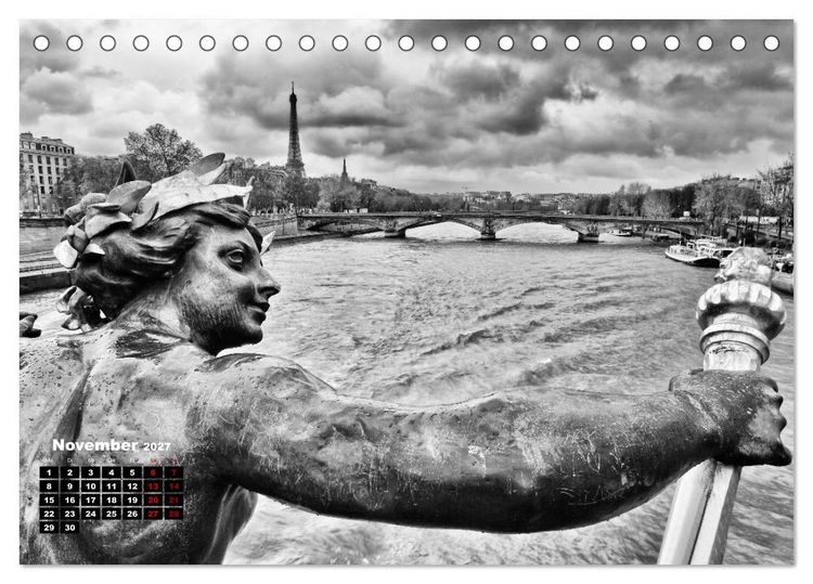 Produktbild: Paris-Impressionen in Schwarz-Wei&szlig; (Tischkalender 2027 DIN A5 quer), CALVENDO Monatskalender