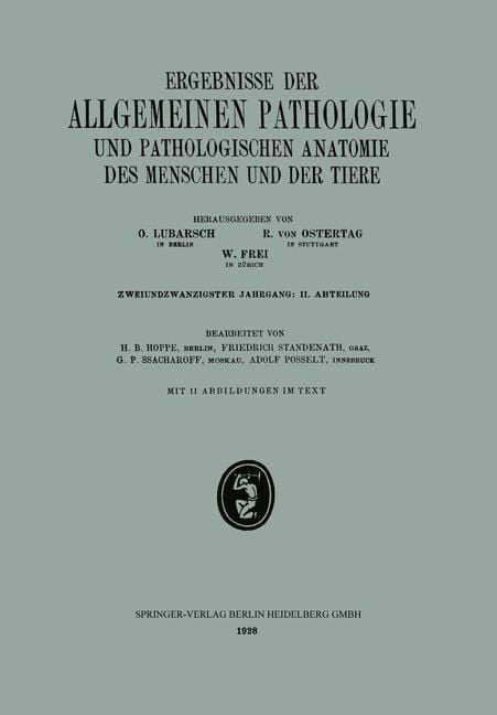 Produktbild: Ergebnisse der Allgemeinen Pathologie und Pathologischen Anatomie des Menschen und der Tiere