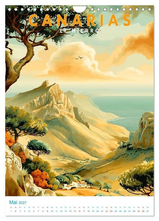 Produktbild: Kanarische Inseln - Old School Poster Style (Wandkalender 2027 DIN A4 hoch), CALVENDO Monatskalender