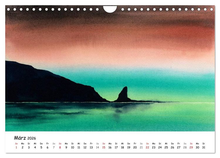 Produktbild: Landschaft in Aquarellfarbe (Wandkalender 2026 DIN A4 quer), CALVENDO Monatskalender
