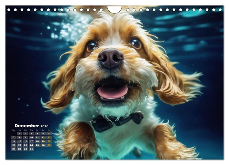 Produktbild: Dogs: intrepid swimmers (Wall Calendar 2026 DIN A4 landscape), CALVENDO 12 Month Wall Calendar