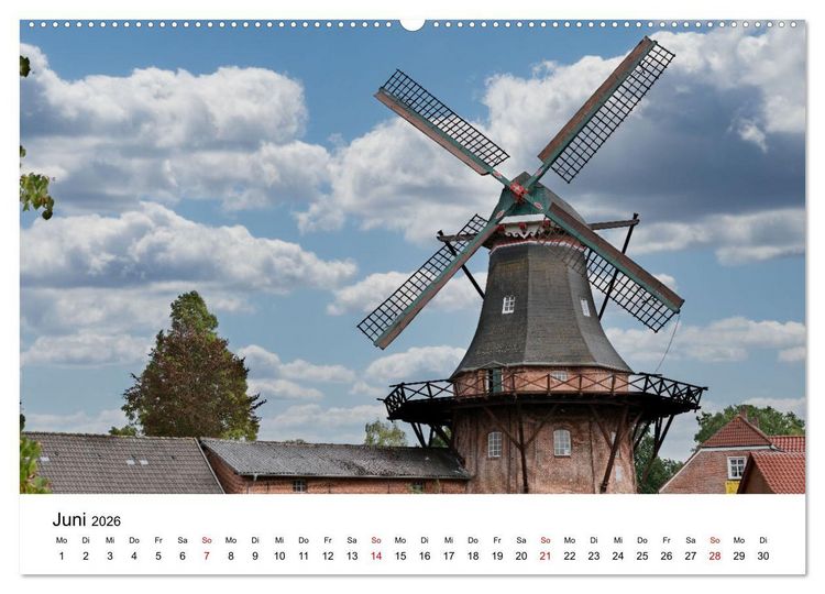 Produktbild: Ostfriesische M&uuml;hlenlandschaft (Wandkalender 2026 DIN A2 quer), CALVENDO Monatskalender
