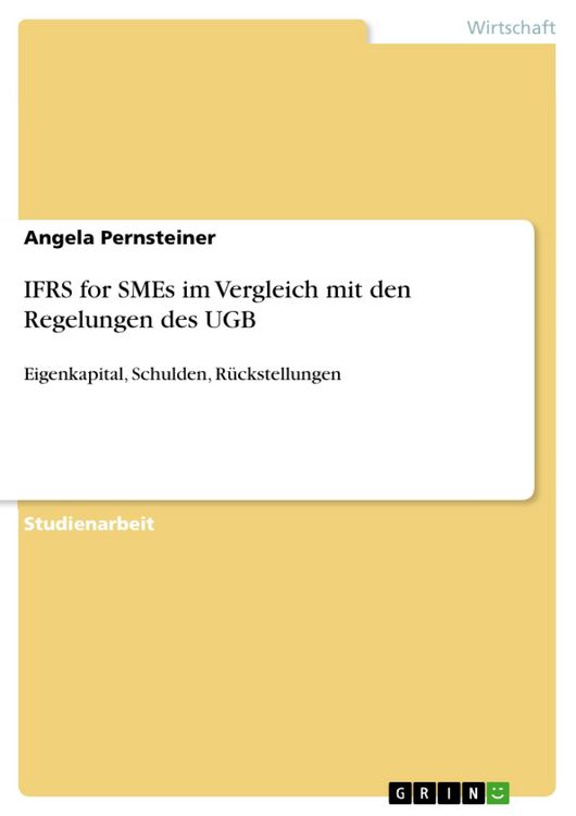 Produktbild: IFRS for SMEs im Vergleich mit den Regelungen des UGB