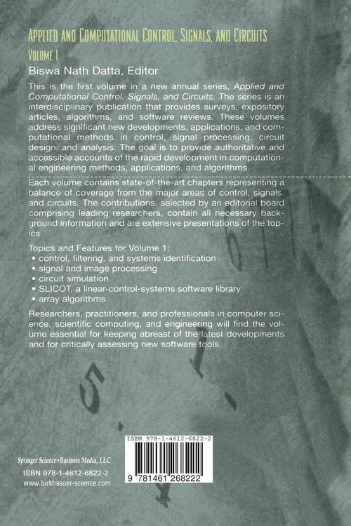 Produktbild: Applied and Computational Control, Signals, and Circuits