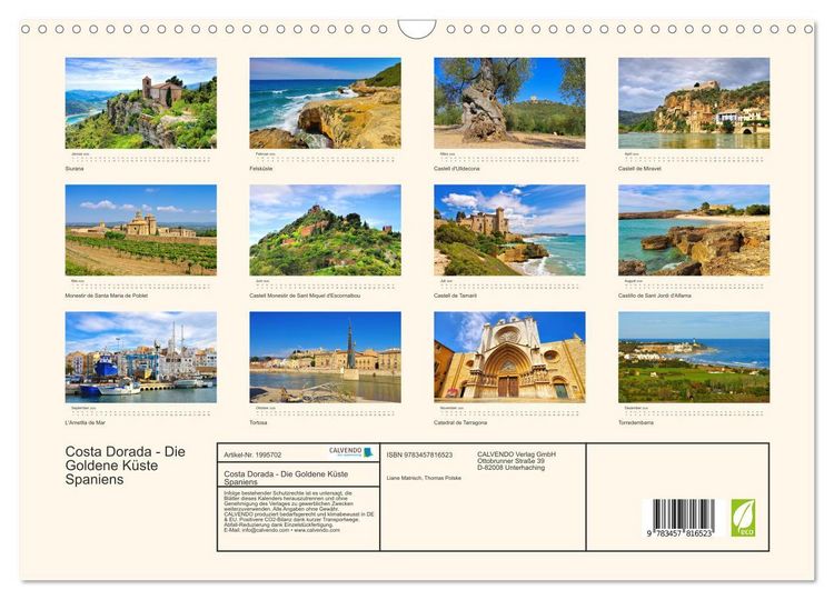 Produktbild: Costa Dorada - Die Goldene K&uuml;ste Spaniens (Wandkalender 2026 DIN A3 quer), CALVENDO Monatskalender