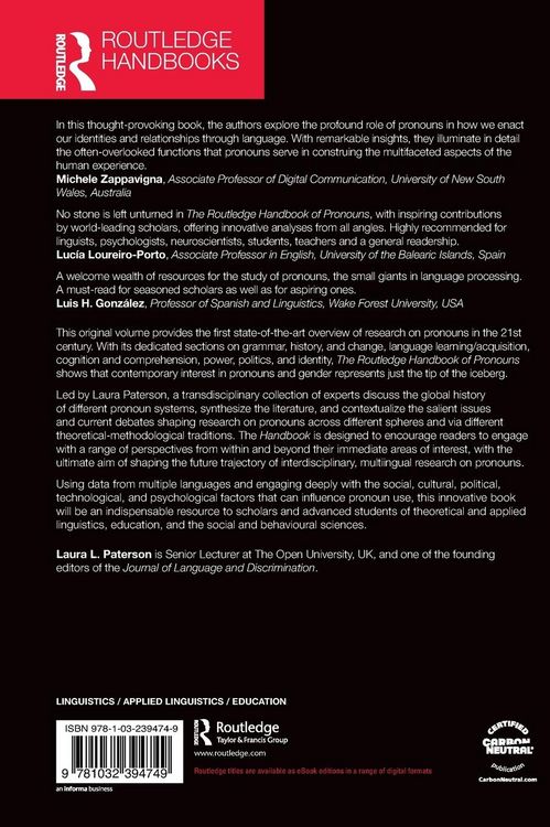 Produktbild: The Routledge Handbook of Pronouns