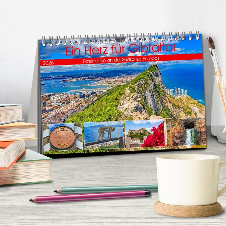 Produktbild: Ein Herz f&uuml;r Gibraltar (Tischkalender 2026 DIN A5 quer), CALVENDO Monatskalender
