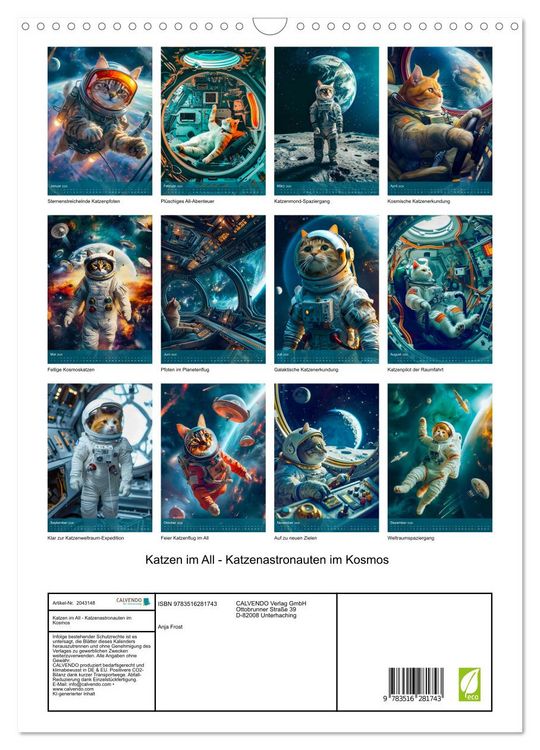 Produktbild: Katzen im All - Katzenastronauten im Kosmos (Wandkalender 2026 DIN A3 hoch), CALVENDO Monatskalender