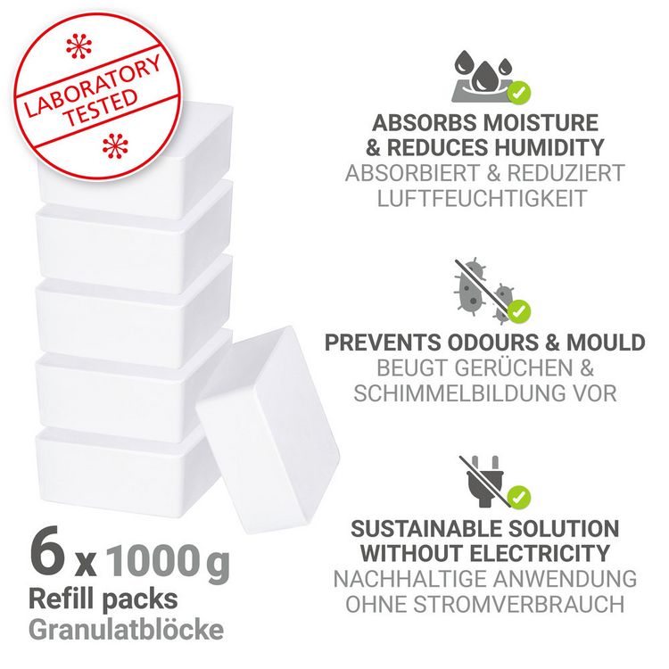 Produktbild: Raumentfeuchter Mod. Cube Nachf&uuml;ller 1000 g, 6er Set, Luftentfeuchter Nachf&uuml;llpack