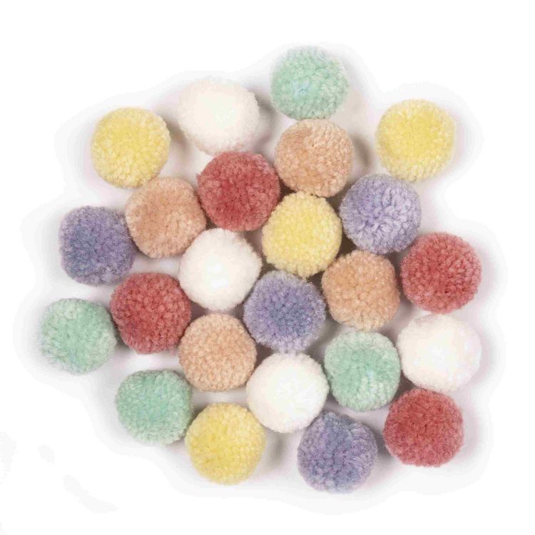 Produktbild: Folia  Woll-Pompons PASTELL, 24 St&uuml;ck in 6 Farben sortiert
