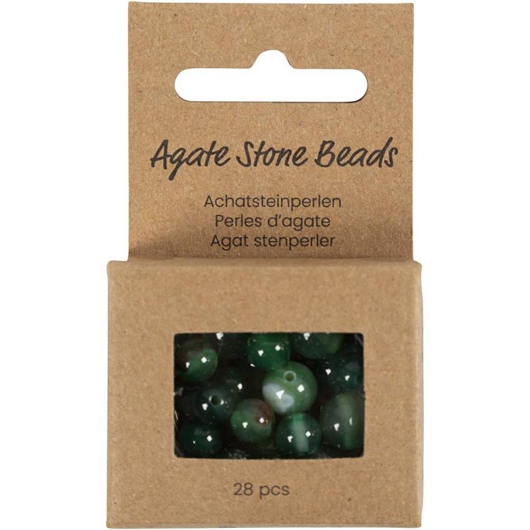 Produktbild: Creativ Company Achat Steinperlen, Gr&ouml;&szlig;e 13x8, 15x6 mm, Lochgr&ouml;&szlig;e 0,9-1 mm, Gr&uuml;n transparent, 28 Stk