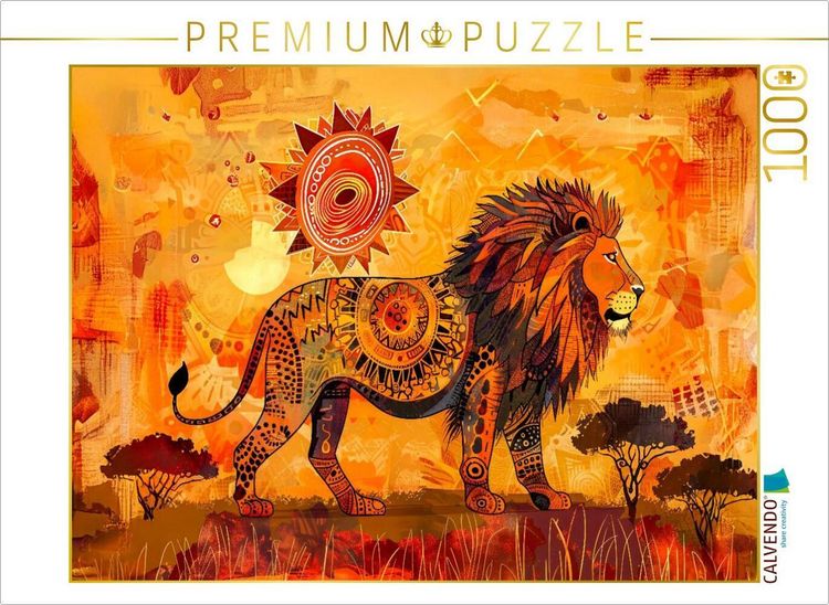 Produktbild: CALVENDO Puzzle L&ouml;we in leuchtender Savannenlandschaft | 1000 Teile Lege-Gr&ouml;&szlig;e 64x48cm Foto-Puzzle f&uuml;r gl&uuml;ckliche Stunden
