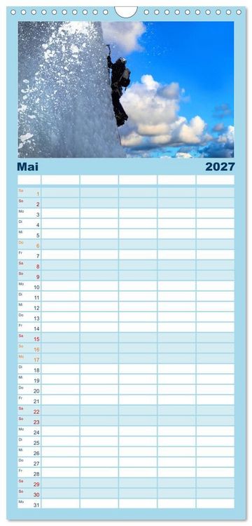 Produktbild: Familienplaner 2027 - Extremsport Eisklettern mit 5 Spalten (Wandkalender, 21 x 45 cm) CALVENDO