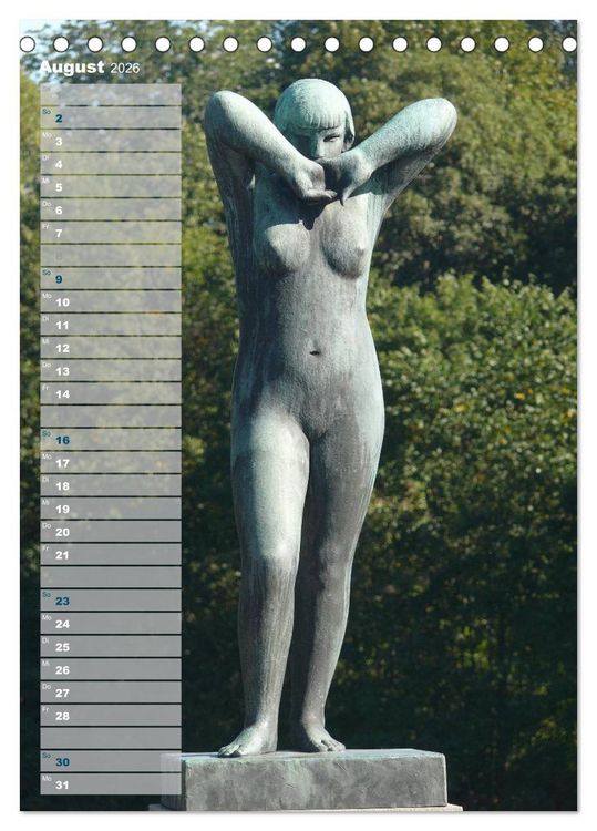 Produktbild: Skulpturen im Vigeland-Park Oslo (Tischkalender 2026 DIN A5 hoch), CALVENDO Monatskalender