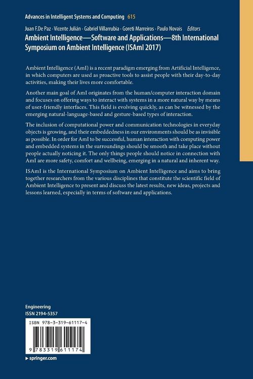 Produktbild: Ambient Intelligence&ndash; Software and Applications &ndash; 8th International Symposium on Ambient Intelligence (ISAmI 2017)