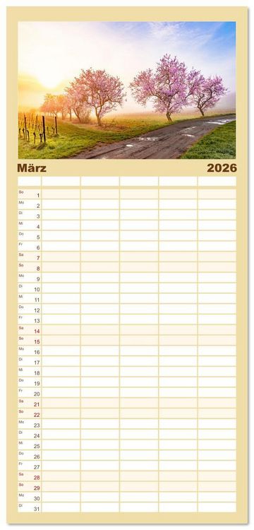 Produktbild: Familienplaner 2026 - Bunter Pf&auml;lzerwald mit 5 Spalten (Wandkalender, 21 x 45 cm) CALVENDO