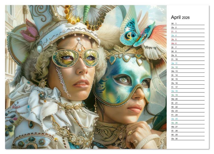 Produktbild: Venezianische Impressionen - Kunstvolle Fantasiewerke (PLANER) (Wandkalender 2026 DIN A3 quer), CALVENDO Monatskalender