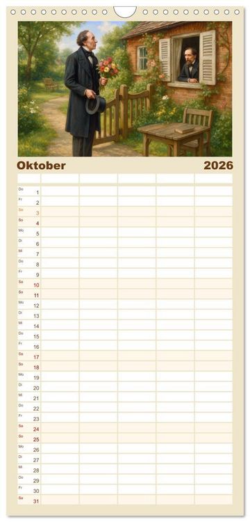 Produktbild: Familienplaner 2026 - Hans Christian Andersen. Sein Leben, seine Werke mit 5 Spalten (Wandkalender, 21 x 45 cm) CALVENDO