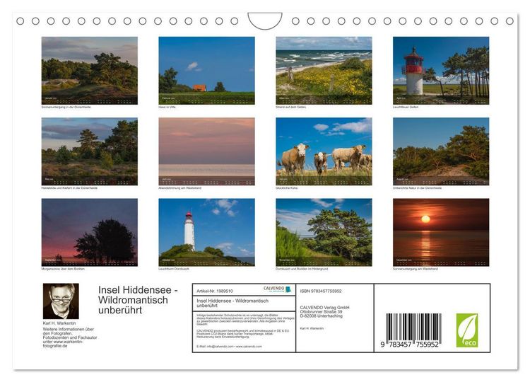 Produktbild: Insel Hiddensee - Wildromantisch unber&uuml;hrt (Wandkalender 2026 DIN A4 quer), CALVENDO Monatskalender