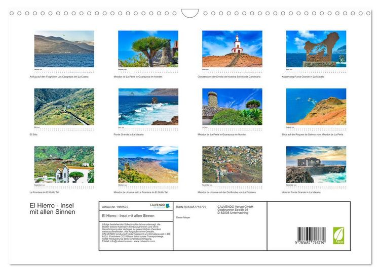 Produktbild: El Hierro - Insel mit allen Sinnen (Wandkalender 2026 DIN A3 quer), CALVENDO Monatskalender