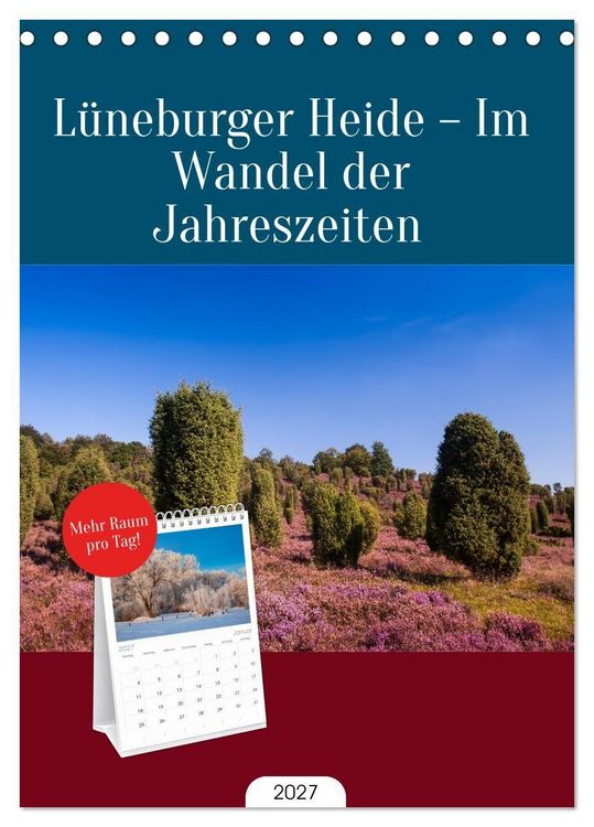 Produktbild: Tischplaner 2027 - L&uuml;neburger Heide - Im Wandel der Jahreszeiten (A5 Tischkalender zum Aufstellen) CALVENDO