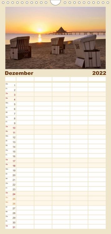 Produktbild: Familienplaner Strandkorb-Impressionen (Wandkalender 2022 , 21 cm x 45 cm, hoch)
