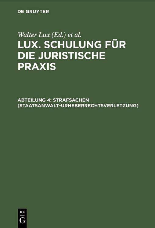 Produktbild: Strafsachen (Staatsanwalt-Urheberrechtsverletzung)