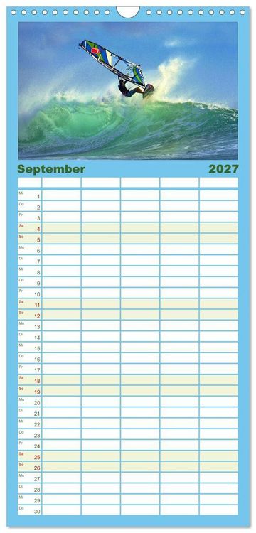 Produktbild: Familienplaner 2027 - Funsport Windsurfen mit 5 Spalten (Wandkalender, 21 x 45 cm) CALVENDO