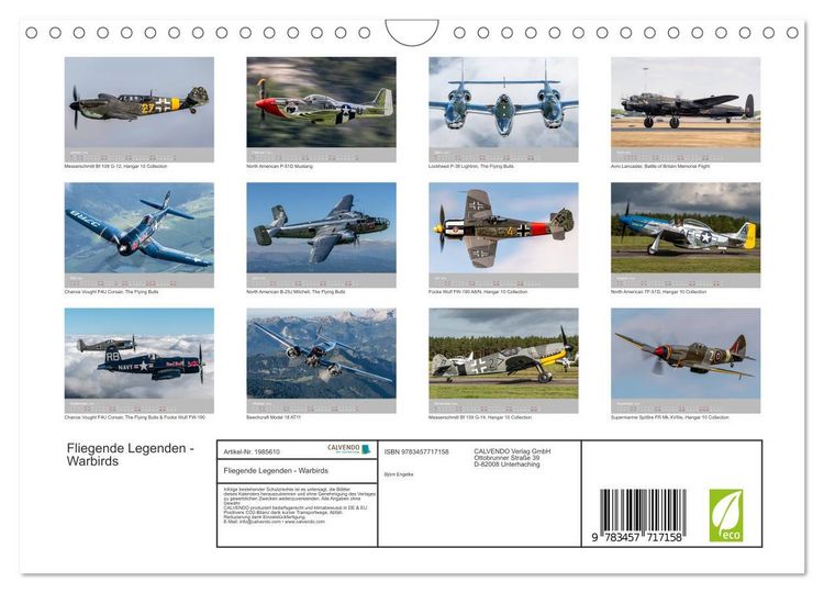 Produktbild: Fliegende Legenden - Warbirds (Wandkalender 2026 DIN A4 quer), CALVENDO Monatskalender