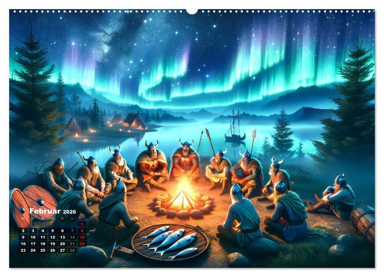 Produktbild: Wikinger - Ein Jahr im Leben der Nordm&auml;nner (hochwertiger Premium Wandkalender 2026 DIN A2 quer), Kunstdruck in Hochglanz