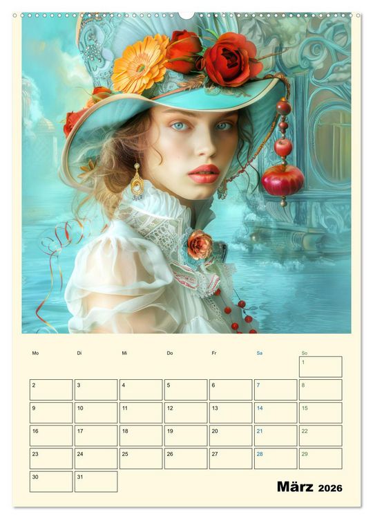 Produktbild: Surreale Frauenportraits im venezianischen Stil - Planer (Wandkalender 2026 DIN A2 hoch), CALVENDO Monatskalender