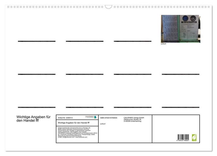 Produktbild: Wichtige Angaben f&uuml;r den Handel fff (Wandkalender 2027 DIN A2 quer), CALVENDO Monatskalender