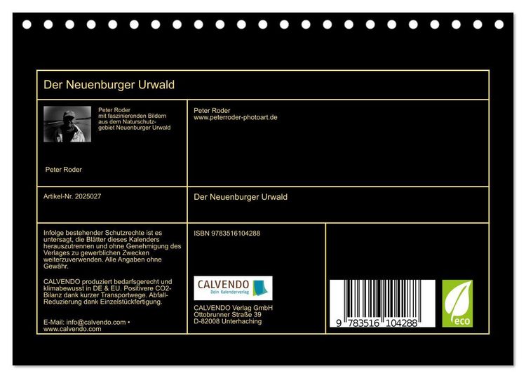 Produktbild: Der Neuenburger Urwald (Tischkalender 2026 DIN A5 quer), CALVENDO Monatskalender