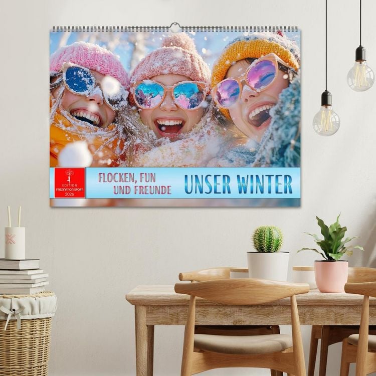 Produktbild: Unser Winter - Flocken, Fun und Freunde (Wandkalender 2026 DIN A2 quer), CALVENDO Monatskalender
