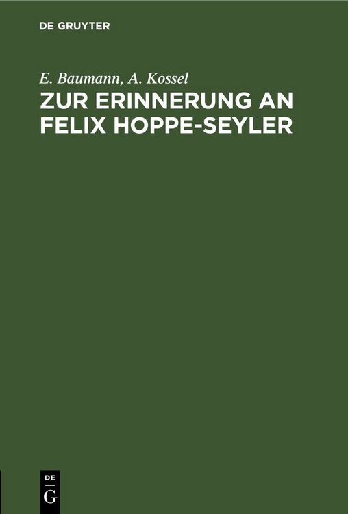 Produktbild: Zur Erinnerung an Felix Hoppe-Seyler