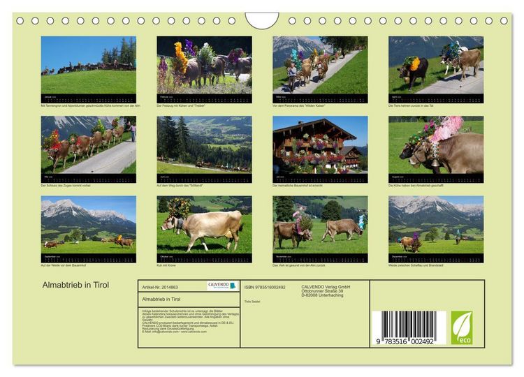 Produktbild: Almabtrieb in Tirol (Wandkalender 2026 DIN A4 quer), CALVENDO Monatskalender