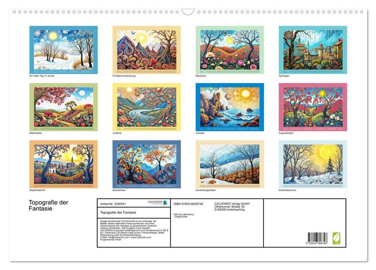 Produktbild: Topografie der Fantasie (Wandkalender 2027 DIN A2 quer), CALVENDO Monatskalender